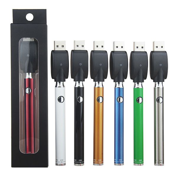 MOQ 1Pcs Evod Twist Pré-Aquecer Botão VV Caneta Vape Ajustar Kit de Bateria com Carregador USB Pré-Aquecendo 380mAh Tensão Variável 510 Fio Vaporizador Cartucho