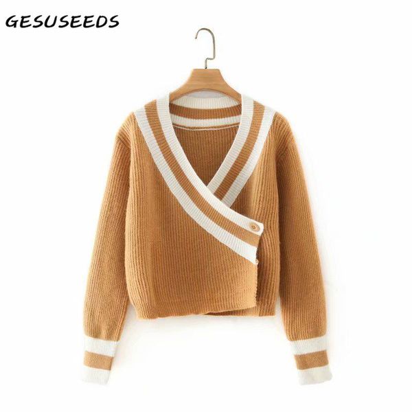 

women's knits & tees vintage cardigan women spring patchwork sweater long sleeve v neck korean fashion lace up wrap blue khaki 2021, White