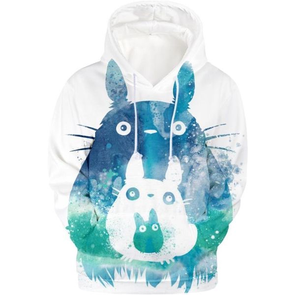 

women's hoodies & sweatshirts totoro 3d anime kawaii women/men long sleeve tracksuit oversized hoodie fashion clothing casual, Black