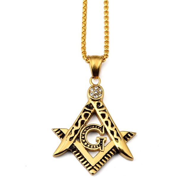 

pendant necklaces hiphop masonic symbol stainless steel necklace vintage jewelry personality cloth accessories, Silver