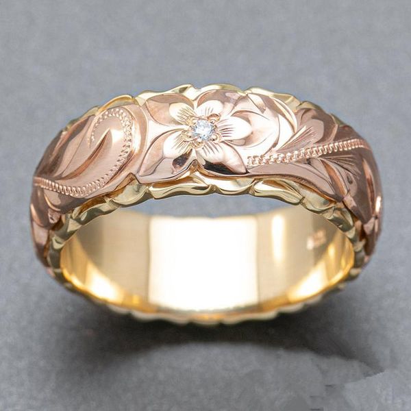 

wedding rings arrival carved design women two tone cubic zircon female classic jewelry elegant engagement wholesale, Slivery;golden