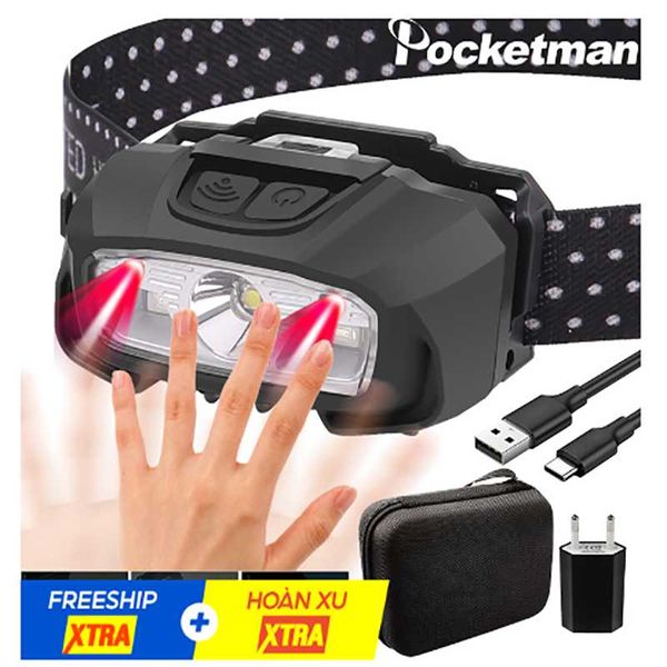 

headlamps 2021 portable 6 modes waterproof led headlight with sensor switch