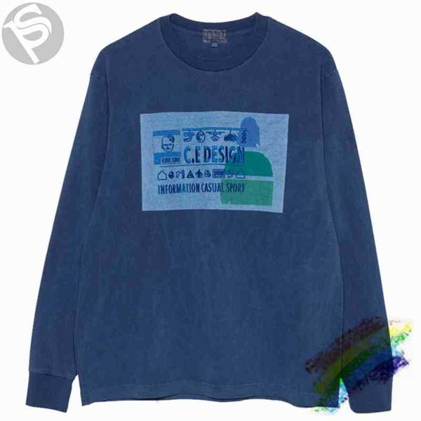 

men's t-shirts t shirts embroidery 19aw information long sleeve t shirt men women 1:1 fashion vintage tees loose cavempt t- bb1h, White;black