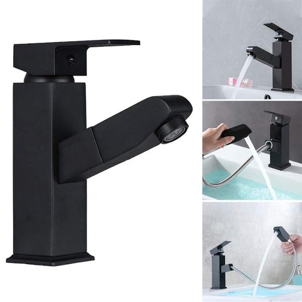 

bathroom sink faucets black faucet /cold mix tap sprayer pull-out single lever matte for kitchen home decor