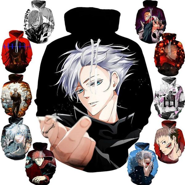 

men's hoodies & sweatshirts 2021 winter 3d jujutsu kaisen hoodie pullover shirt cosplay costume, Black