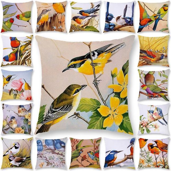

pillow case flower bird short plush cover throw sofa car cushion home decor