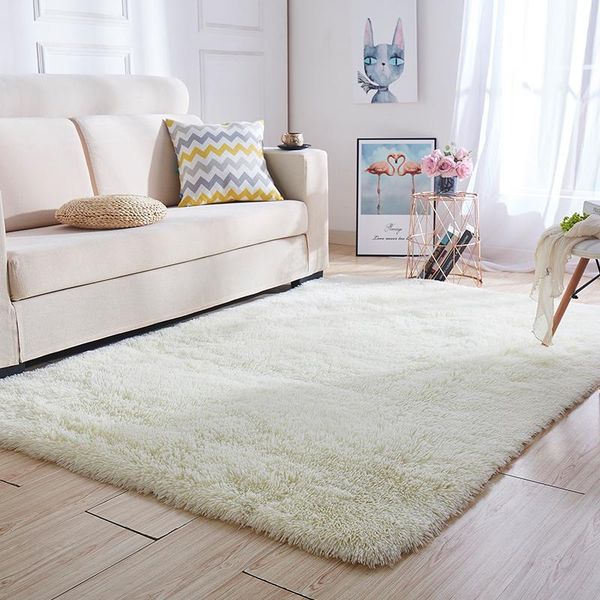 

carpets bedroom bedside carpet living room coffee table sofa floor mat solid color plush thickened washed silk hair non-slip blanket