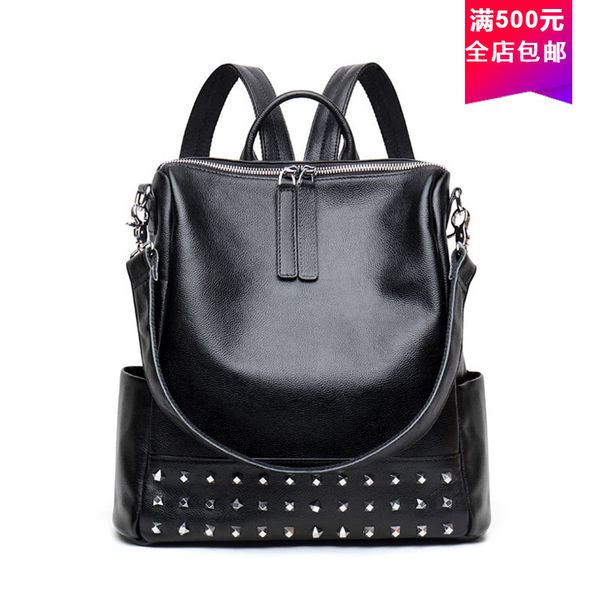 

korean 2021 new women's personalized rivet leather bag fashion versatile backpack