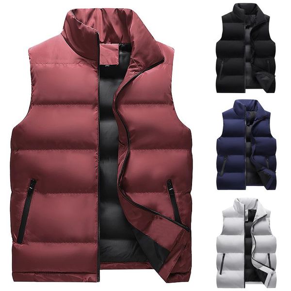 

men's vests 2022 vest jacket thicken warm stand collar sleeveless, Black;white