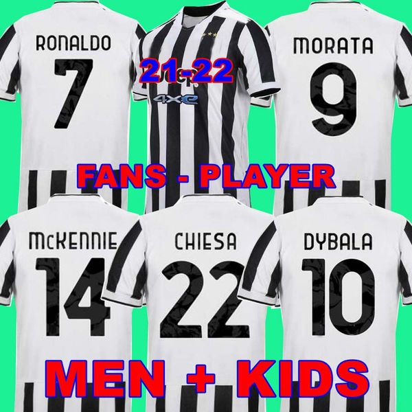 

fans player soccer jersey football shirts ronaldo de ligt kulusevski 21 22 dybala chiesa morata mckennie 2021 2022 men kids camiseta fÃºtbol, Black;yellow