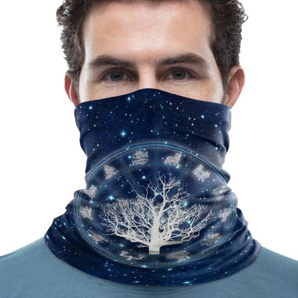 

scarves white trees blue starry sky stars neck gaiter magic scarf mens ladies rectangular hijab custom, Blue;gray
