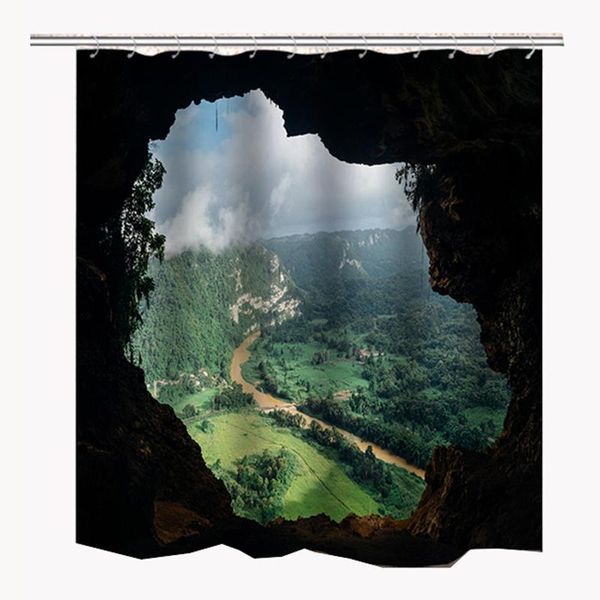 

shower curtains mountain cave curtain for bathroom carpet waterproof