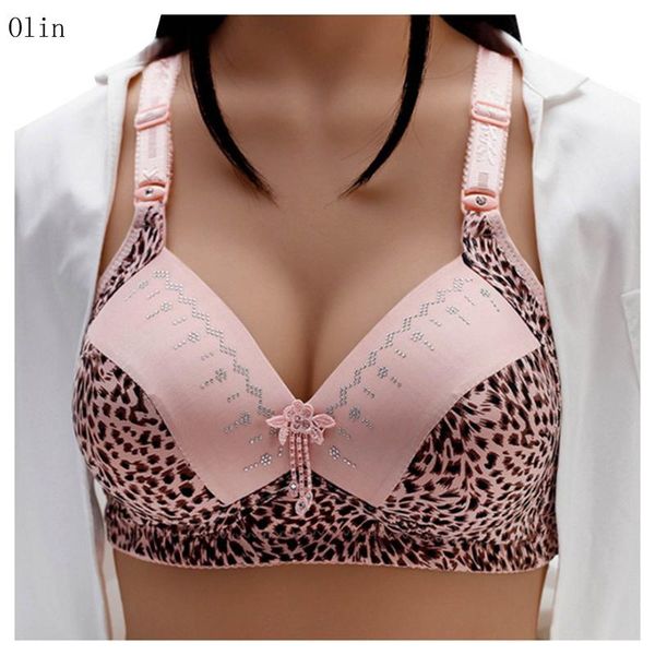 

plus size leopard-printed wire bra women push up fitness bras woman comfortable padded ladies lace bralette 5s yoga outfit
