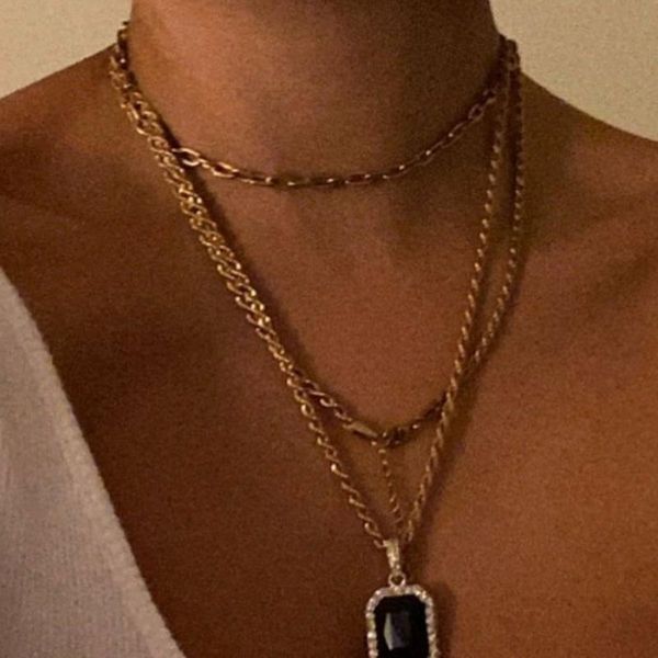 

pendant necklaces 2cm gold plated rope chain jewelry necklace women hip hop, Silver