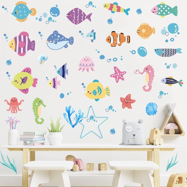 

wall stickers zerolife cartoons small fish for boy room decoration wallpaper children bedroom pvc decal background murai