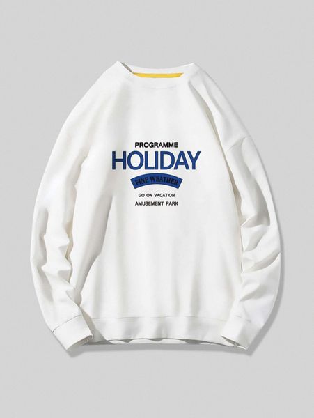 

men slogan graphic drop shoulder sweatshirt 325n#, Black