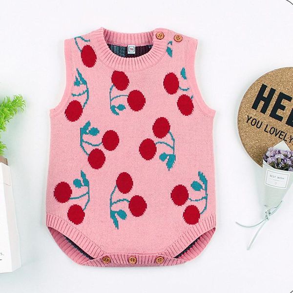 

rainbow cherry baby knit rompers princess born clothes kids girls boys jumpsuit infant knitted overalls autumn, Blue