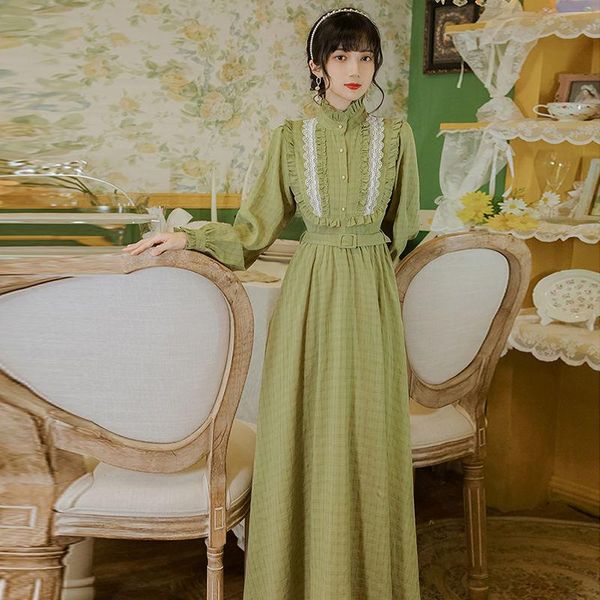 

casual dresses homemade "poetry church" autumn retro temperament french girls' minority dress looks thin, Black;gray