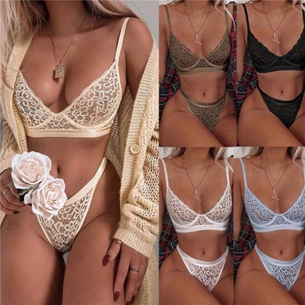 

yoga outfit women lingerie bra underwear transparent sets lace embroidery
