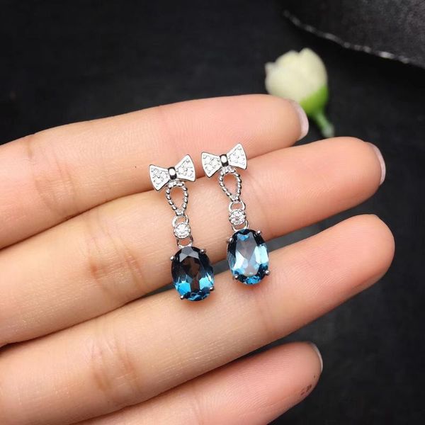 

stud women's fashion earrings inlaid with gem blue bow gifts jewelry wholesale 2021 cocktail accessories, Golden;silver