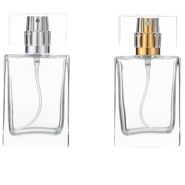 

storage bottles & jars fashion 30ml 50ml square empty clear glass perfume spray refillable atomizer container lx2512