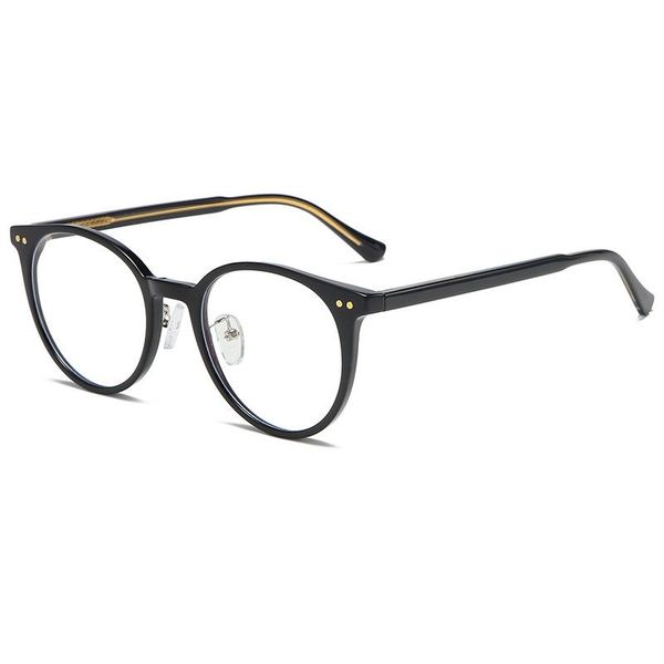 

fashion sunglasses frames 2021 tr90 anti-blue light glasses frame round retro small fresh literary flat mirror men and women., Black
