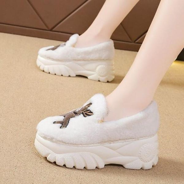 

boots fashion women plush warm snow boot ladies casual flat short solid color furry females feetwear woman shoes high heels sexy, Black