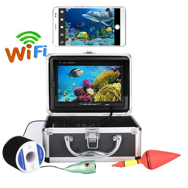 

fish finder 7'' inch lcd visual underwater ip68 waterproof camera with 6 pcs infrared lamps video recorder by phone app