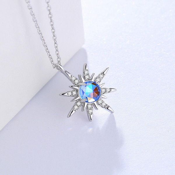 

pendant necklaces eight mans star moon light stone necklace female minority design sense ins clavicle chain simple temperament accessories, Silver