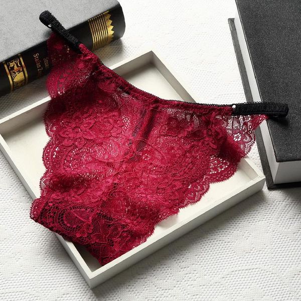 

women's panties underpants low waist lace briefs hollow out see through transparent panty girls female intimates, Black;pink