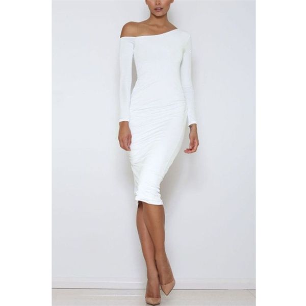 

two piece dress summer white one-shouldered long sleeved long-length zbas