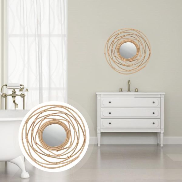 

mirrors 1pc creative wall hanging mirror living room chic wicker for home khaki