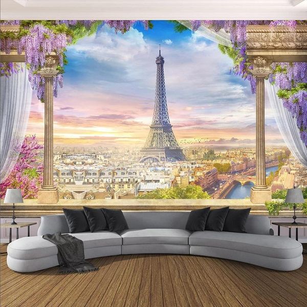 

custom size self adhesive wallpaper 3d stereo rome column paris tower murals restaurant living room bedroom backdrop decor wallpapers