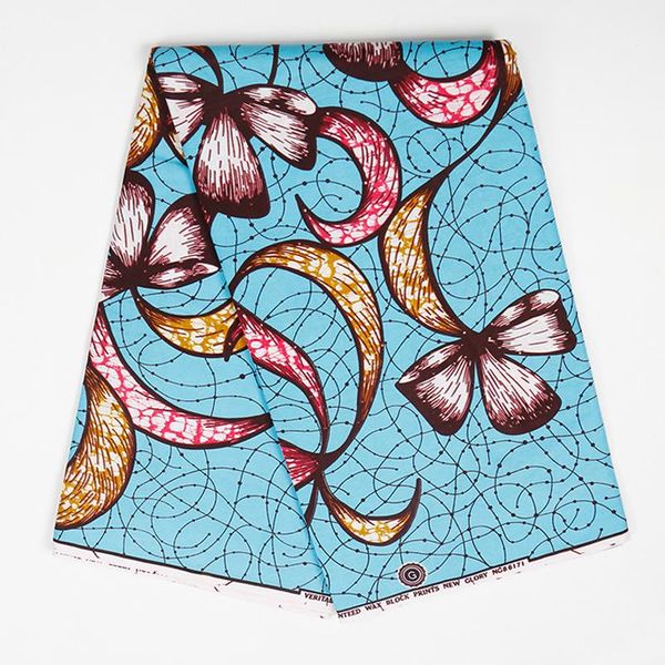 

ribbon wax fabric 6yards\lot african 100% cotton sky-blue color flower print, Pink;blue