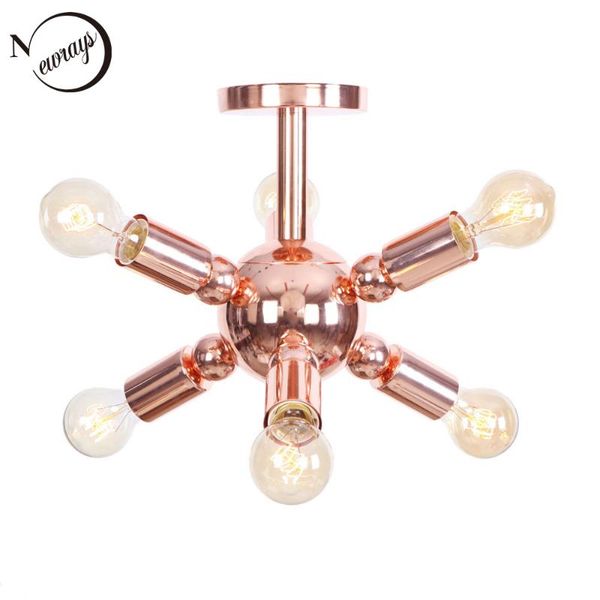 

ceiling lights vintage industrial style rose gold lamps e27 led 220v multi-branch light for bedroom restaurant aisle el bar