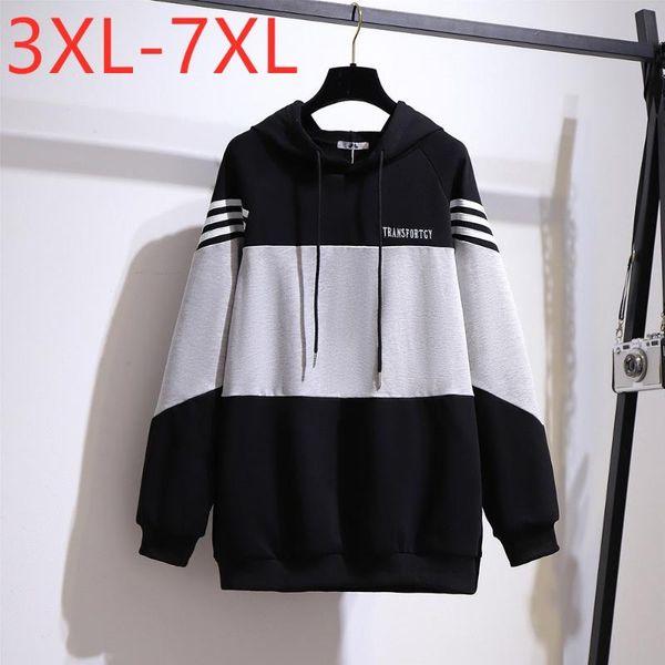 

women's hoodies & sweatshirts ladies autumn winter plus size hoodie for women large long sleeve loose cotton gray print sweatshirt coat, Black
