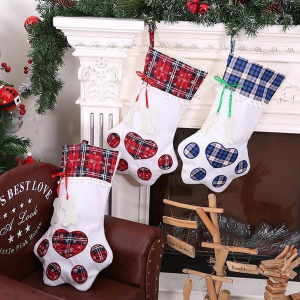 

christmas decorations 1pc stockings gift bag dog print cloth year bags