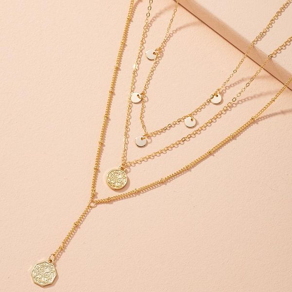 

pendant necklaces luxury fashion multilayer ring tag clavicle chain necklace gold color for women jewelry accessories gifts, Silver