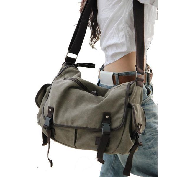 

cross body large capacity vintage canvas messenger bags for women 2021 lapshoulder school ladys travel casual tote feminina