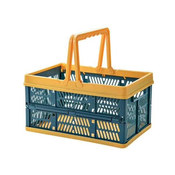 

storage baskets collapsible shopping baskets, stackable folding grocery crate with handle for milk toys books