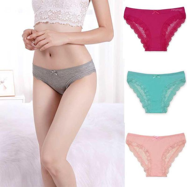 

women's panties european code lace ladies low-rise pure cotton briefs student girls 894951pcs/lot, Black;pink