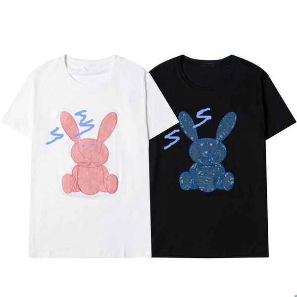 

the t shirt master designed fashionable short-sleeved red book rabbit a giant cute black and white embroidered with odell fabric, White;black