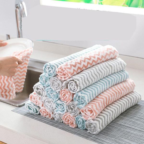 

cleaning cloths 1pcs 26x24cm soft thick absorbent oil-lint-kitchen dishcloth scouring cloth four color housework