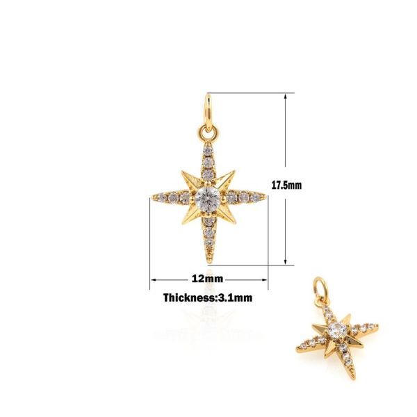 

charms golden pendant micropavÃ© star charm cubic zirconia necklace diy jewelry components 17.5Ã12Ã3.1mm, Bronze;silver