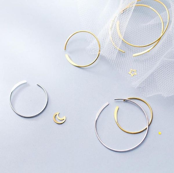 

sterling silver simple hoop hook earrings for women jewelry a1775 & huggie, Golden;silver