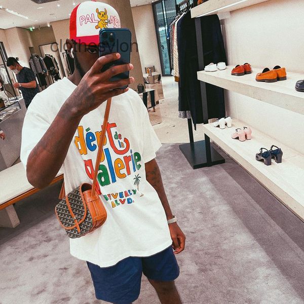 

mens t-shirts 2022 designer gallerydept street rainbow printing net red men's and women's casual loose short sleeve t-shirt, White;black