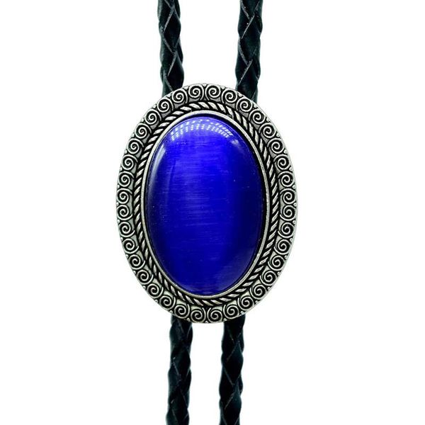 

neck ties necklace tie 2021 high-end fashion agate time gem bolo personality temperament retro shirt chain collar rope leather, Blue;purple