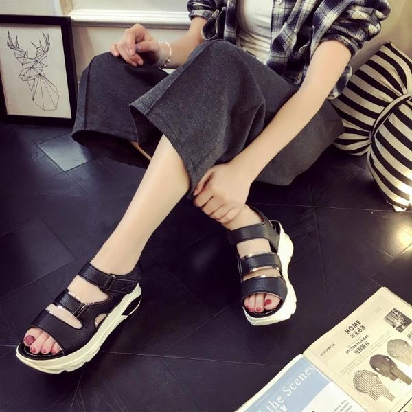 

dress shoes 2021 fashion women summer buckle strap style flat heel soft leather casual female ankle woman sandals, Black