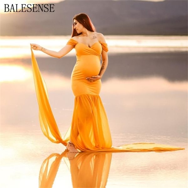 

maxi maternity gown pregnancy dress pography props dresses for po shoot off shoulder pregnant woman clothes 210922, White
