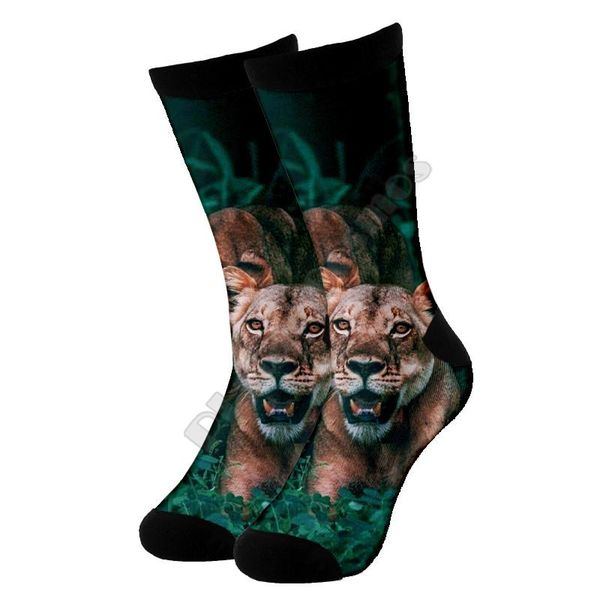 

men's socks leopard high 3d printed men for women funny fashion long 01, Black